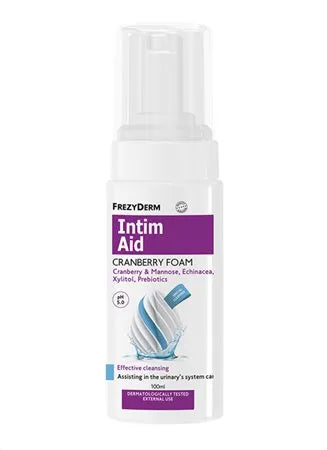 Frezyderm Intim Aid Cranberry Foam - Καθαριστικός αφρός με cranberry για προστασία ουροποιητικού και υγιεινή της ευαίσθητης περιοχής